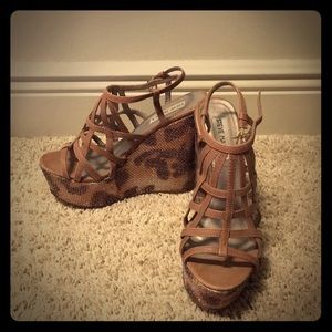 Steve Madden wedged leopard heels. Size 7